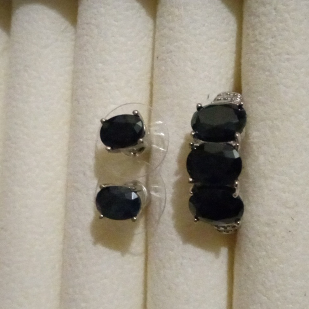 CLEARANCE Sapphire Ring Size 6 & Stud Earrings Gift Set